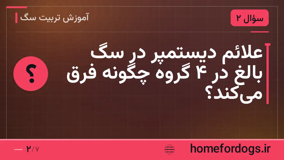 علائم دیستمپر در سگ بالغ در ۴ گروه چگونه فرق می‌کند؟