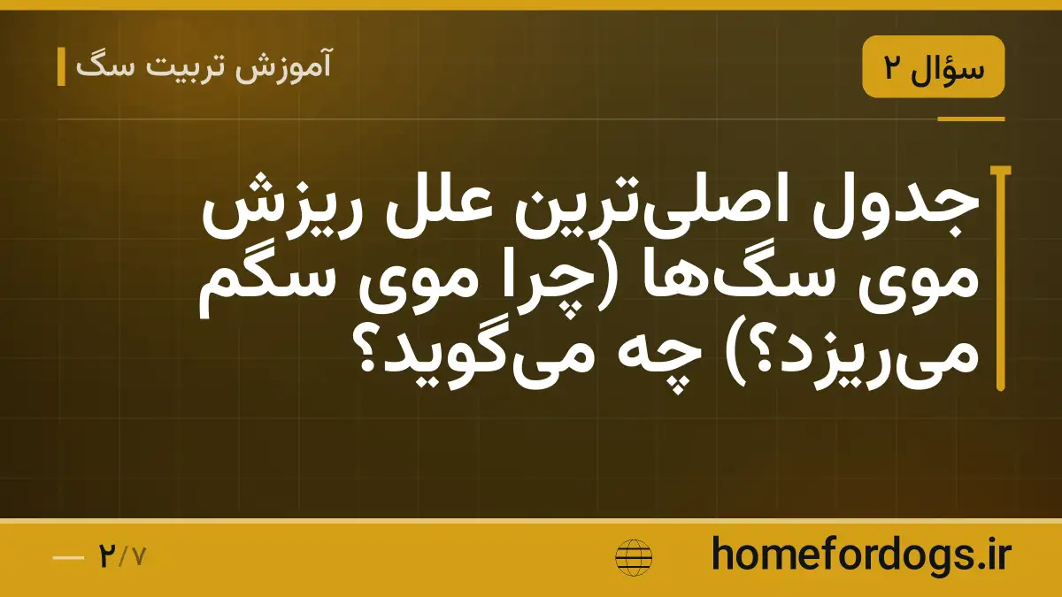 جدول اصلی‌ترین علل ریزش موی سگ‌ها (چرا موی سگم می‌ریزد؟) چه می‌گوید؟